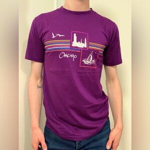 Vintage 70S 80s Velva Sheen Mens T-Shirt Size Medium Purple Chicago Made In USA